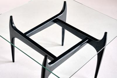 Jos de Mey Jos De Mey Coffee Table in Black Lacquered Wood Luxus Kortrijk Belgium 1957