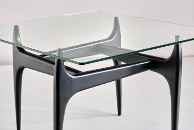Jos de Mey Jos De Mey Coffee Table in Black Lacquered Wood Luxus Kortrijk Belgium 1957