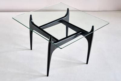 Jos de Mey Jos De Mey Coffee Table in Black Lacquered Wood Luxus Kortrijk Belgium 1957