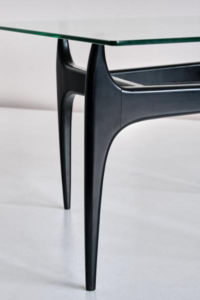 Jos de Mey Jos De Mey Coffee Table in Black Lacquered Wood Luxus Kortrijk Belgium 1957