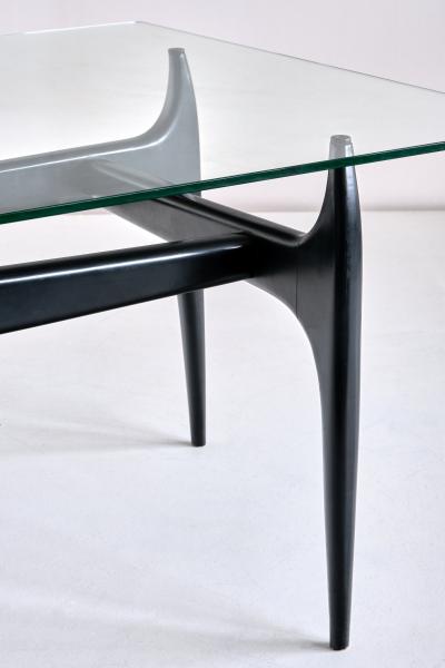 Jos de Mey Jos De Mey Coffee Table in Black Lacquered Wood Luxus Kortrijk Belgium 1957