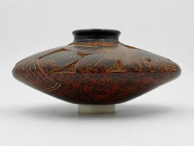 Jose Guerrero Nicaraguan Carved Hummingbird Studio Art Pottery Vessel by Jose Guerrero
