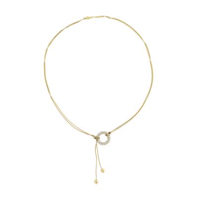 Jose Hess Gold Necklace with Love Knot Hearts and Diamond Circle