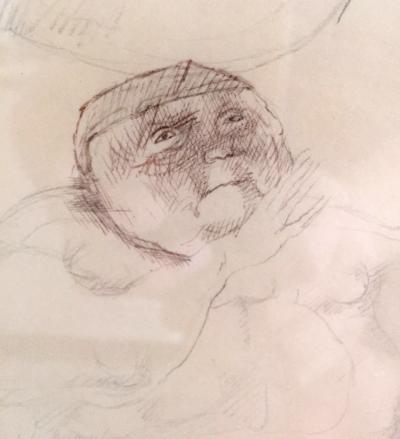 Jose Luis Cuevas Framed Drawing by Mexican Artist Jose Luis Cuevas