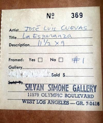 Jose Luis Cuevas Framed Drawing by Mexican Artist Jose Luis Cuevas