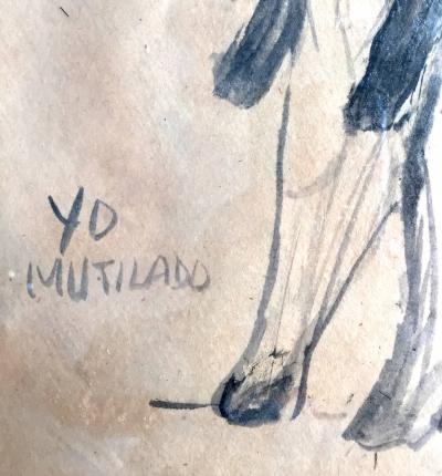 Jose Luis Cuevas Framed Drawing by Mexican Artist Jose Luis Cuevas