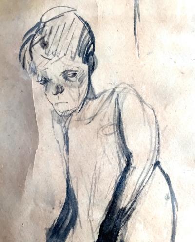 Jose Luis Cuevas Framed Drawing by Mexican Artist Jose Luis Cuevas