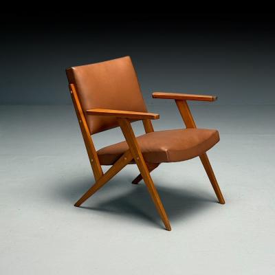 Jose Zanine Caldas Brazilian Mid Century Modern Lounge Chair Leather 1950s