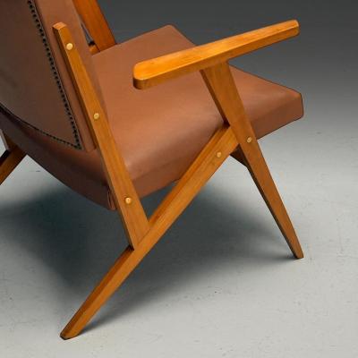 Jose Zanine Caldas Brazilian Mid Century Modern Lounge Chair Leather 1950s