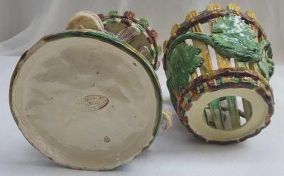 Jose alves Cunha Palissy Majolica portuguese base with vase support 