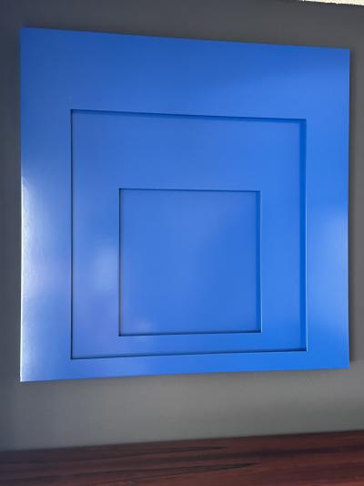 Josef Albers Blue No5 Sculpture in High Gloss Lacquer