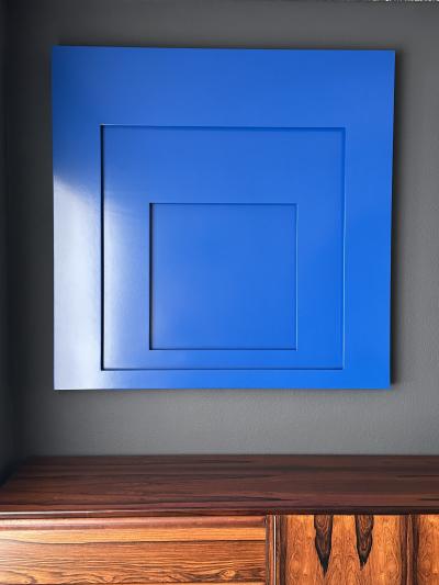 Josef Albers Blue No5 Sculpture in High Gloss Lacquer