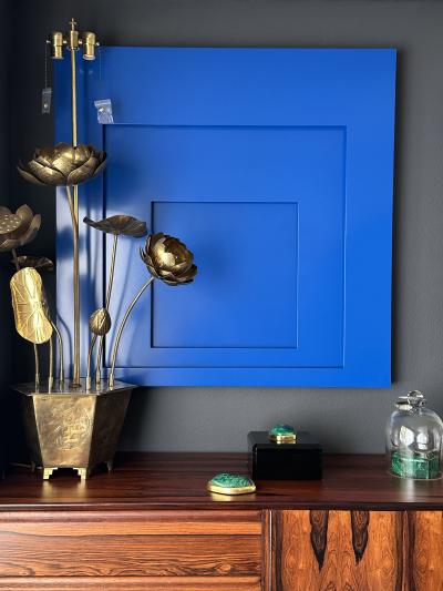 Josef Albers Blue No5 Sculpture in High Gloss Lacquer