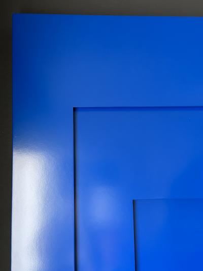Josef Albers Blue No5 Sculpture in High Gloss Lacquer