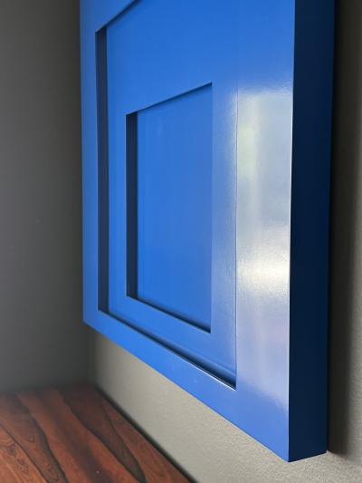 Josef Albers Blue No5 Sculpture in High Gloss Lacquer