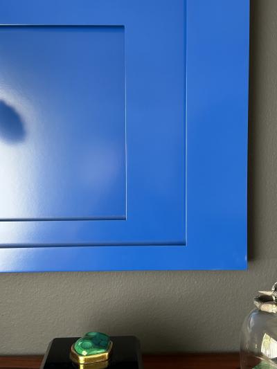 Josef Albers Blue No5 Sculpture in High Gloss Lacquer