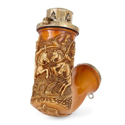 Josef Carl Klinkosch Meerschaum pipe bowl with silver mountings by Klinkosch