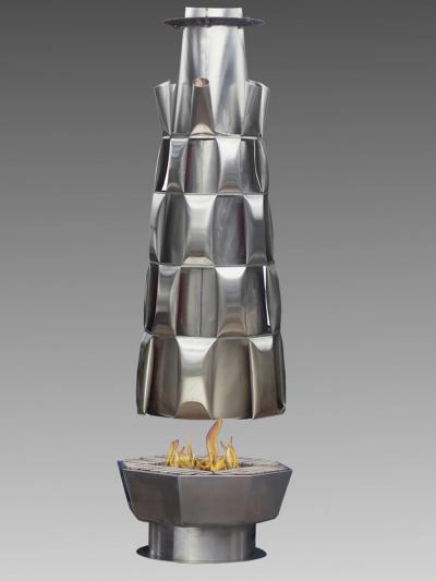 Josef Ciesla Central fireplace in stainless steel unique piece by Josef Ciesla