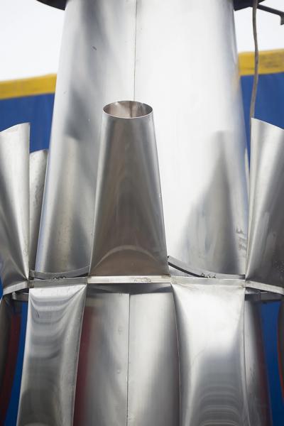 Josef Ciesla Central fireplace in stainless steel unique piece by Josef Ciesla