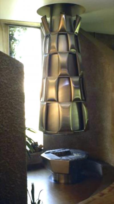Josef Ciesla Central fireplace in stainless steel unique piece by Josef Ciesla