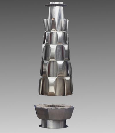 Josef Ciesla Stainless steel central fireplace from Josef Ciesla France 1970