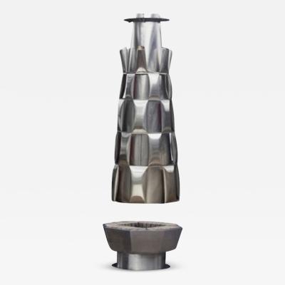 Josef Ciesla Stainless steel central fireplace from Josef Ciesla France 1970