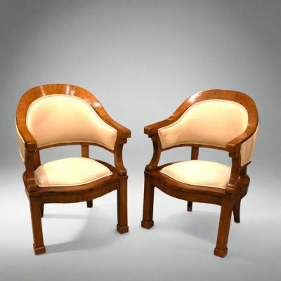 Josef Danhauser Pair of Biedermeier Cherrywood Armchairs Attr to Joseph Danhauser