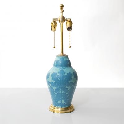 Josef Ekberg JOSEF EKBERG Sgraffito LAMP WITH OAK LEAVES Gustavsberg Sweden