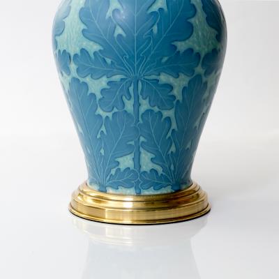 Josef Ekberg JOSEF EKBERG Sgraffito LAMP WITH OAK LEAVES Gustavsberg Sweden