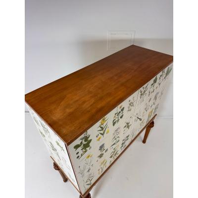 Josef Frank 1940 s Swedish Cabinet With Nordens Flora Illustrations