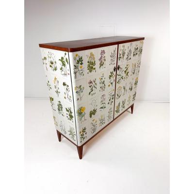 Josef Frank 1940 s Swedish Cabinet With Nordens Flora Illustrations
