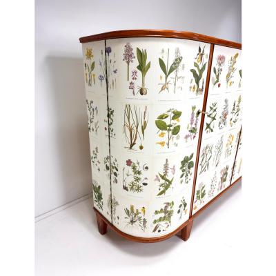 Josef Frank 1940s Swedish Cabinet With Nordens Flora Illustrations