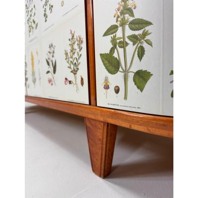 Josef Frank 1940s Swedish Cabinet With Nordens Flora Illustrations
