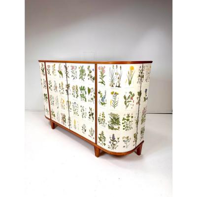Josef Frank 1940s Swedish Cabinet With Nordens Flora Illustrations