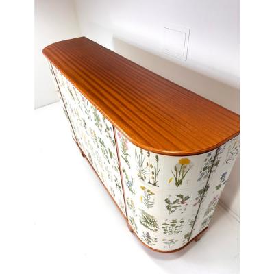 Josef Frank 1940s Swedish Cabinet With Nordens Flora Illustrations