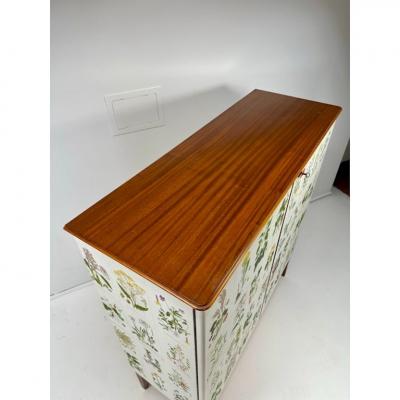 Josef Frank 1950 s Swedish Cabinet With Nordens Flora Illustrations