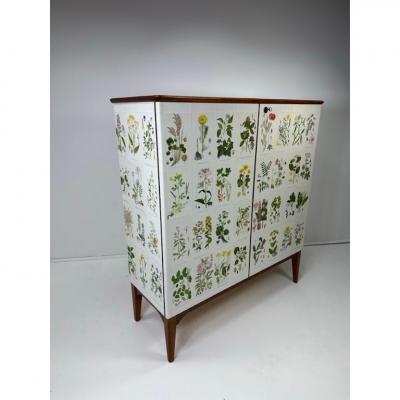 Josef Frank 1950 s Swedish Cabinet With Nordens Flora Illustrations
