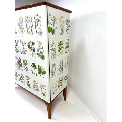Josef Frank 1950 s Swedish Cabinet With Nordens Flora Illustrations