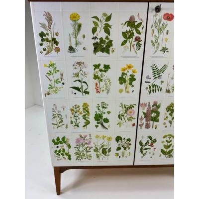 Josef Frank 1950 s Swedish Cabinet With Nordens Flora Illustrations