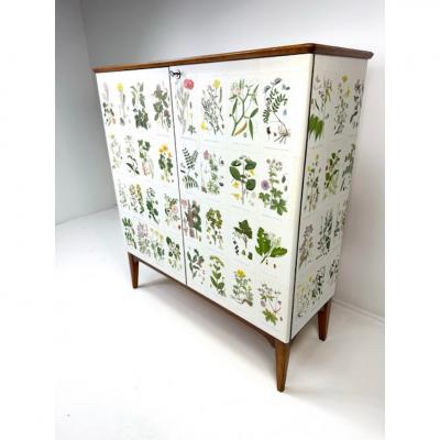 Josef Frank 1950 s Swedish Cabinet With Nordens Flora Illustrations