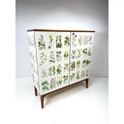 Josef Frank 1950 s Swedish Cabinet With Nordens Flora Illustrations