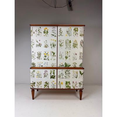 Josef Frank 1950 s Swedish Cabinet With Nordens Flora Illustrations