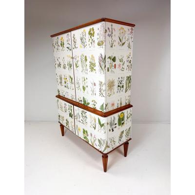 Josef Frank 1950 s Swedish Cabinet With Nordens Flora Illustrations