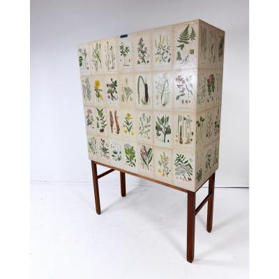 Josef Frank 1950 s Swedish Cabinet With Nordens Flora Illustrations