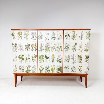 Josef Frank 1950 s Swedish Cabinet With Nordens Flora Illustrations