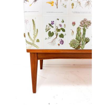 Josef Frank 1950 s Swedish Cabinet With Nordens Flora Illustrations