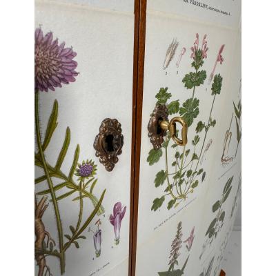 Josef Frank 1950 s Swedish Curved Front Cabinet With Nordens Flora Illustrations