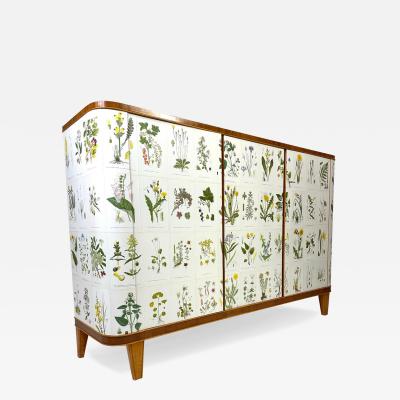 Josef Frank 1950s Swedish Cabinet With Nordens Flora Illustrations