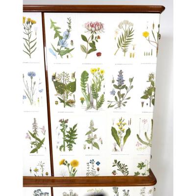 Josef Frank 1950s Swedish Cabinet With Nordens Flora Illustrations
