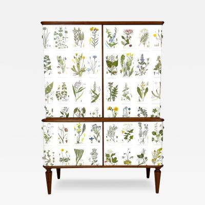 Josef Frank 1950s Swedish Cabinet With Nordens Flora Illustrations